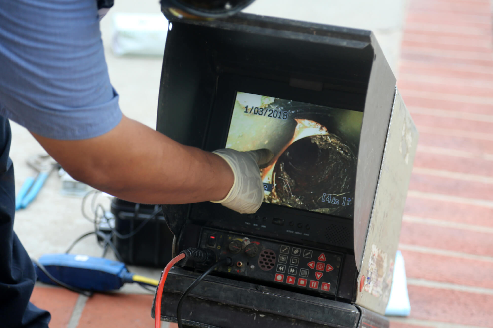 Plumbers use a CCTV Camera to inspect pipes